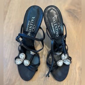 Valentino black evening pumps with crystals